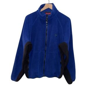 Vtg Helly Hansen Fleece Jacket Men Sz L Blue Black Full Zip Outdoors Hiking‎